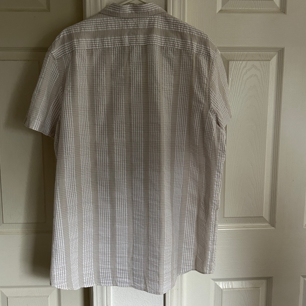 Michael Kors XXL Mens Tan stripe seersucker button down - Picture 5 of 5